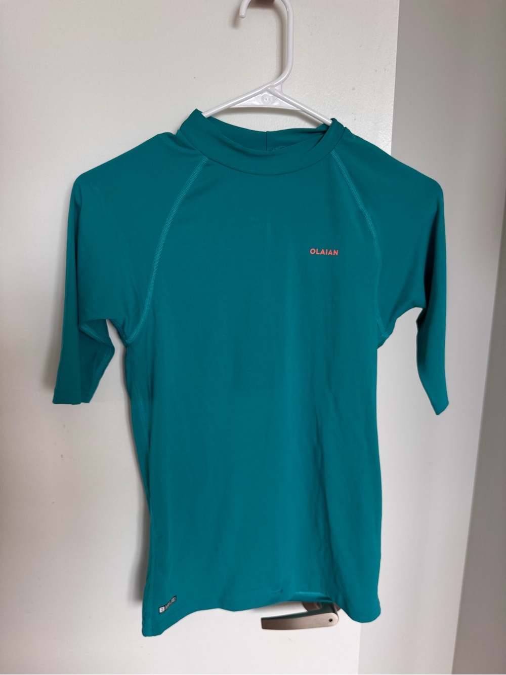 OLAIAN Teal Short Sleeve Rash Guard Swim Shirt Top Rash Guard Swim Shirt women M